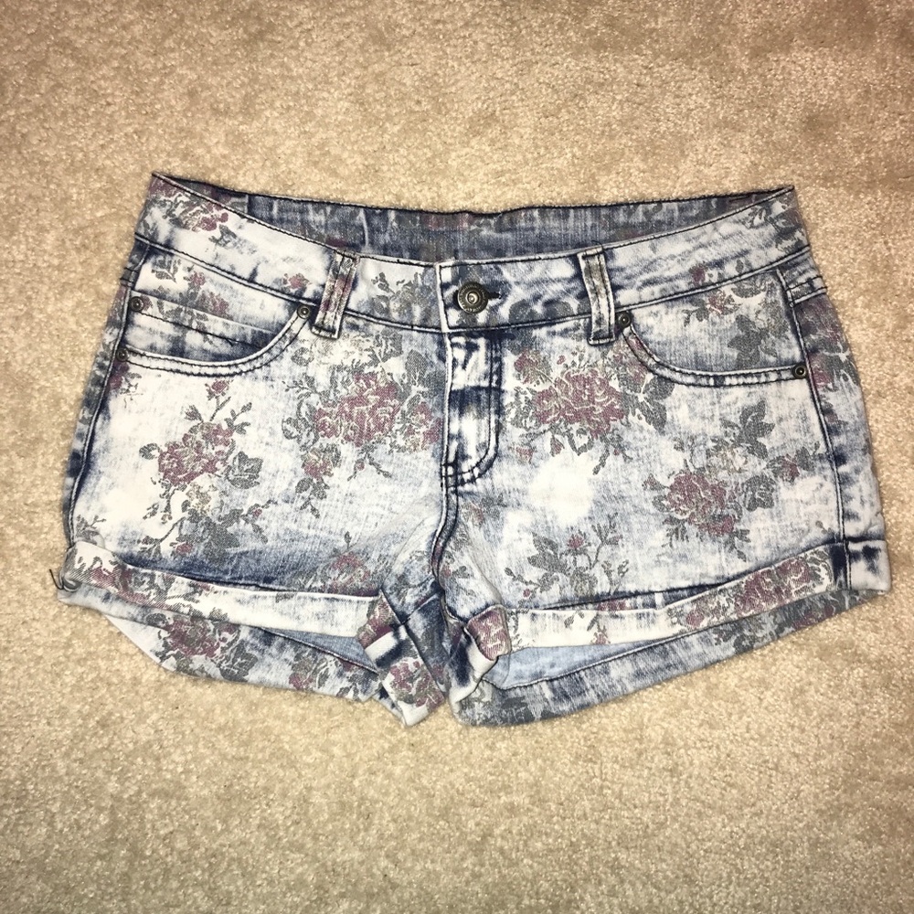 Floral jean shorts